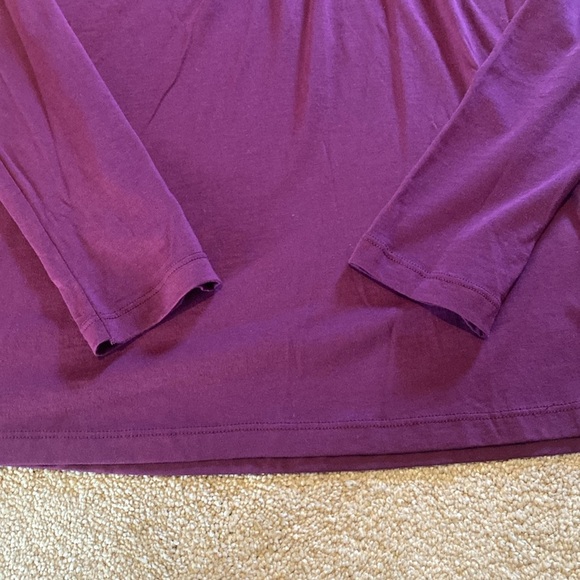 Lilla P Ruffle Scoop Neck L/S Pima Cotton T-Shirt Purple Made in Peru Size LARGE - Picture 4 of 10